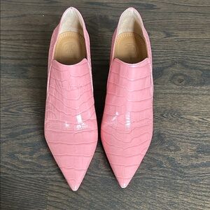 Tory Burch Pink Croc-Embossed Heels